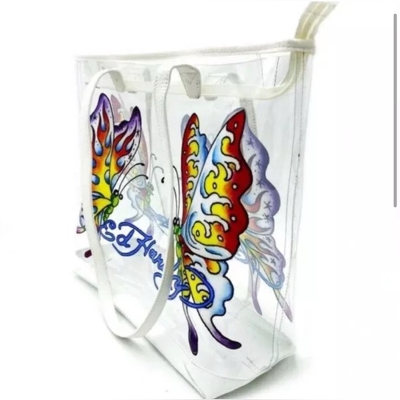 Ed Hardy White Butterfly Tote Bag - Picture 3 of 5